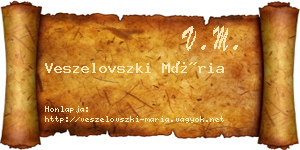 Veszelovszki Mária névjegykártya